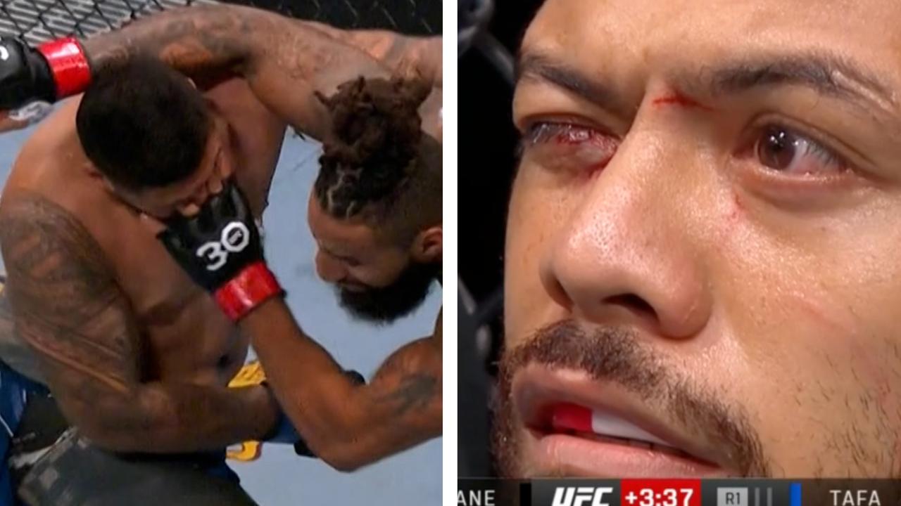 Justin Tafa was left in serious strife after an eye poke.
