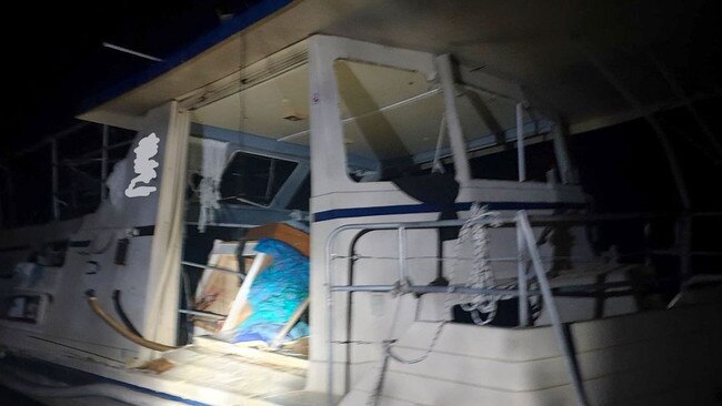 The damage caused during Wednesday's gas explosion on board a houseboat. Pics Marine Rescue NSW