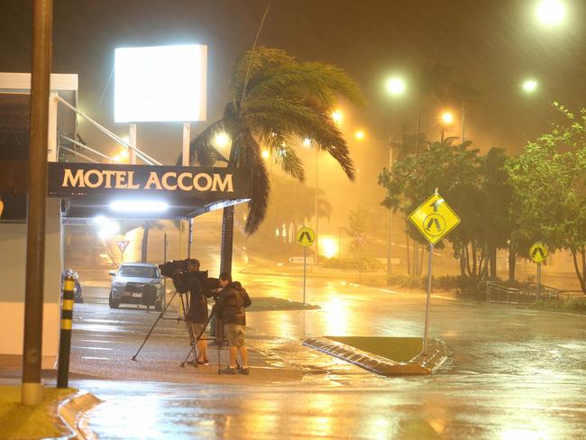 28/3/17: The main street of Bowen begins to feel the first effects of driving rain and strong winds of tropical cyclone Debbie. Picture: Lyndon Mechielsen/The Australian