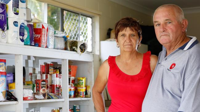 11/04/2016: Sacked QNI (Queesland Nickel) worker Joe Collocot with wife Carol at their home in Townsville. Joe and Carol offer food parcels to other needy former workers. Cameron Laird/The Australian