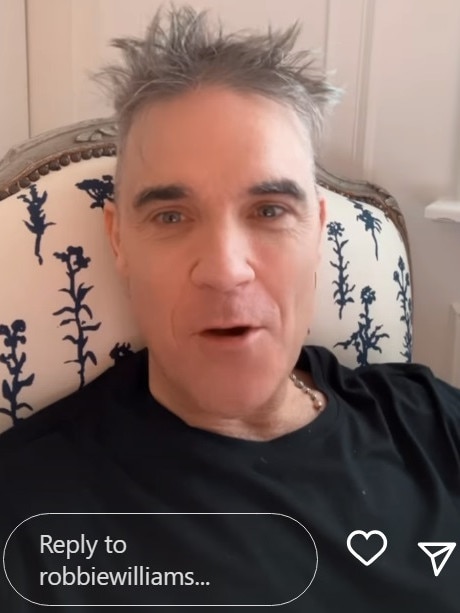 Robbie Williams' heart wasn't in his last video. Photo: Instagram, @robbiewilliams.