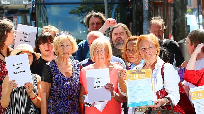 Cremorne residents gathered to protest against the B-Line plans. Picture: Phillip Rogers