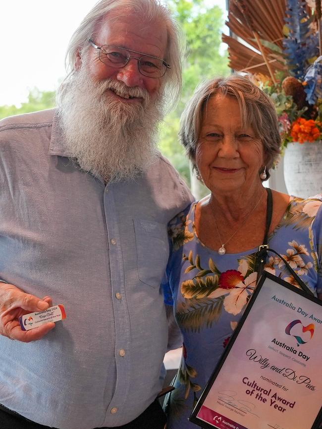 Cultural Award of the Year recipients Willy and Di Paes at the Fraser Coast Australia Day Awards at the Hervey Bay Regional Gallery on January 19, 2024.