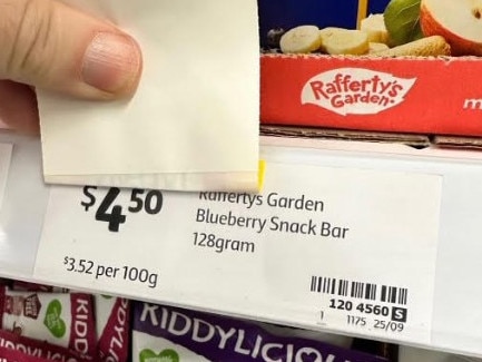 Coles Crows Next has been caught out claiming $5 snack bars as a ‘special’. Picture: Supplied