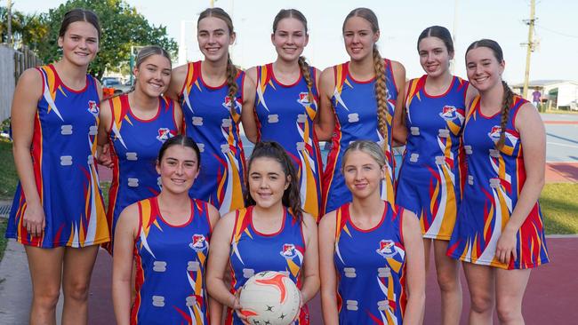 St Patrick's College Mackay Gold Netball team. Back row: Isabelle Sinn, Letitia Talbot, Jazmyn Gervinas, Phoebe Francis, Lilli Pryor, Rebecca Symons, Ysobel Maher. Front row: Lillian Newland, Paige Zeller, Ashlee Amos. Picture: Supplied.