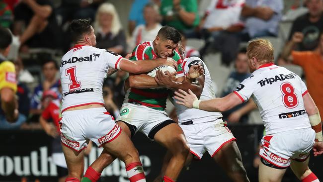 Despite his tough upbringing, Braidon Burns has starred on the field for South Sydney. Picture. Phil Hillyard