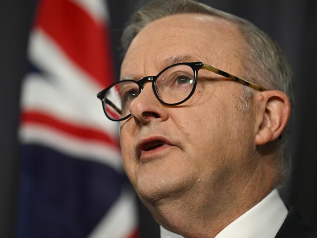 Prime Minister Anthony Albanese. Labor has decided to put Peter Dutton at the centre of its election campaign. Picture: NewsWire/Martin Ollman