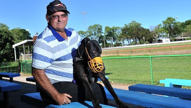 Greyhound trainer Robbie Brennan with greyhound Dynamic Vision. Picture: KATRINA BRIDGEFO