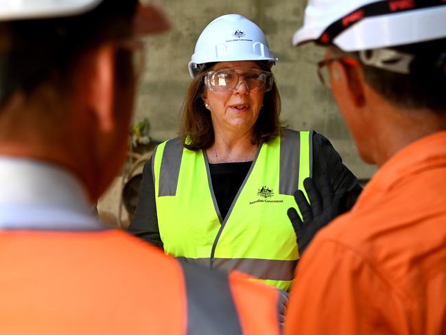 BRISBANE, AUSTRALIA - NewsWire Photos - JANUARY 18, 2023. Federal Transport Minister Catherine King visits a Cross River Rail project site in Brisbane.  Picture: NCA Newswire / Dan Peled