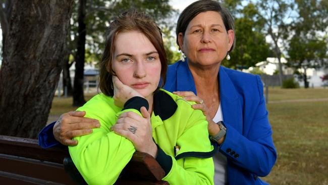 LNP candidate for Mundingburra Janelle Poole with victim of crime Demi Tudehope. Picture: Evan Morgan