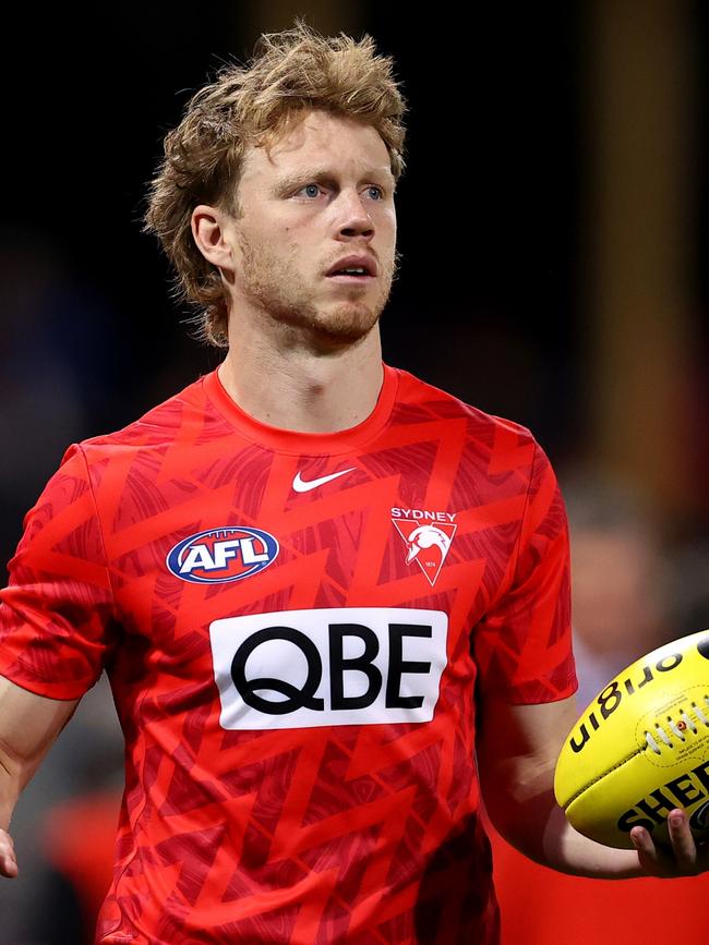 Callum Mills will be like a new recruit for the Swans after only featuring in seven matches in 2024. Pictures: Brendon Thorne/AFL Photos/via Getty Images