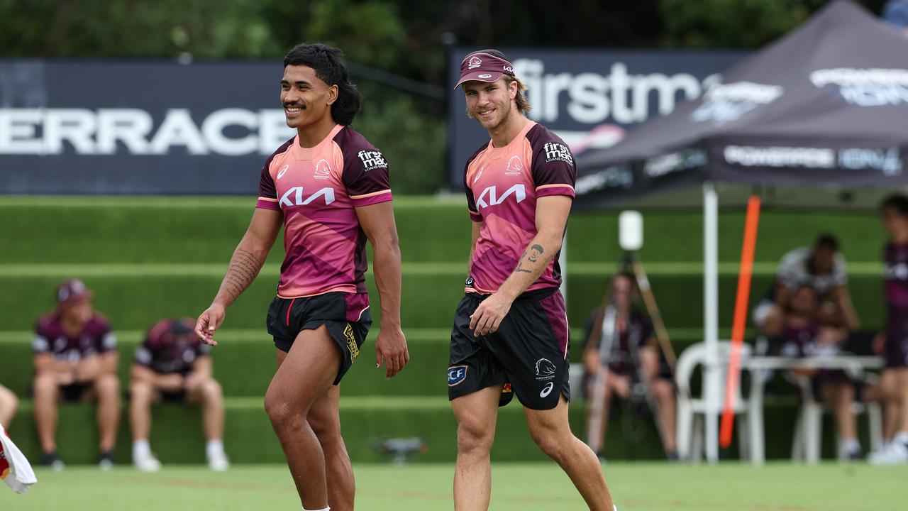 The Broncos have been grooming Mozer (right) for stardom and he could leapfrog fellow rakes Tyson Smoothy and Cory Paix for the backup role. Picture: Adam Head