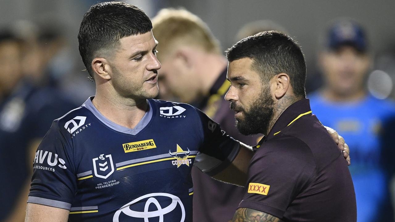 Chad Townsend and Adam Reynolds are key men at their new clubs, the Cowboys and Broncos respectively. Picture: Ian Hitchcock/Getty Images