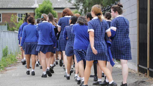 Willoughby Girls High School during an HSC exam disturbance on Tuesday. Picture: NCA NewsWire/Christian Gilles