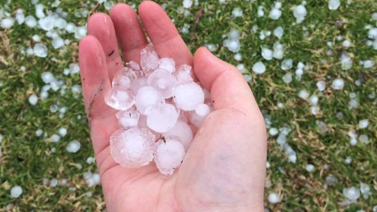 Hail fell in Port Pirie this morning. Picture: Facebook.