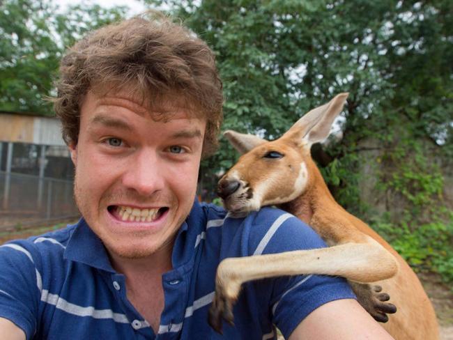 Allan Dixon’s animal selfies - kangaroo. Pic: @Daxon/Caters News