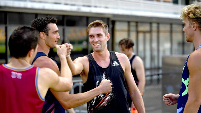 Cedric Dubler after his long jump effort.. Picture, John Gass