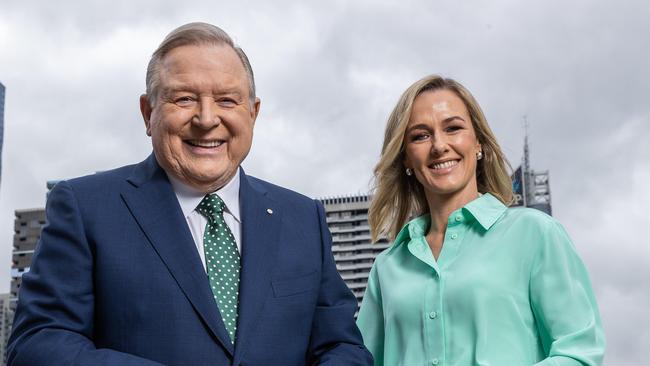 Peter Hitchener and Alicia Loxley from Channel 9. Picture: Jake Nowakowski