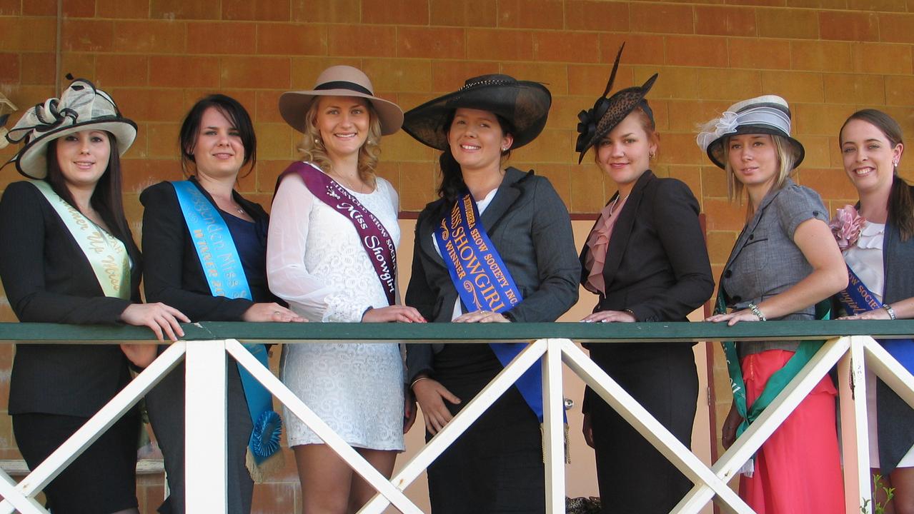 MISS SHOWGIRL. Entrants vying for the Burnett Miss Showgirl 2011 crown included Ellie-Jay Turner (Gayndah), Sarah Seabrook (Biggenden), Emma-Kate McGeorge (Eidsvold), Amanda Christensen (Mundubbera), Shannah Muller (Monto), Kayla Thomsen (Teebar) and Sarah Bear (Mt Perry). Photo Erica Murree / Central &amp; North Burnett Times