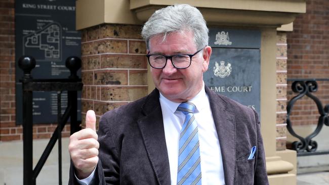 Steve Barrett gives a thumbs up as he leaves the Supreme Court in Sydney. Picture: NCA NewsWire/Damian Shaw