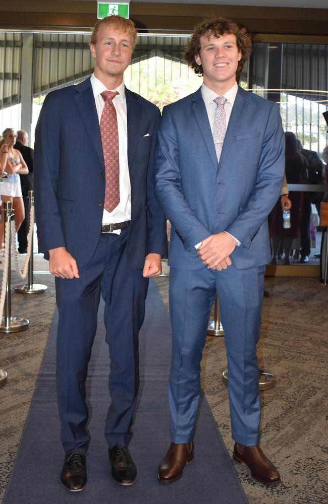 Toby Everard and Fletcher Fairbanks at the Sunshine Coast Grammar School formal 2023. Photo: Jorina Maureschat