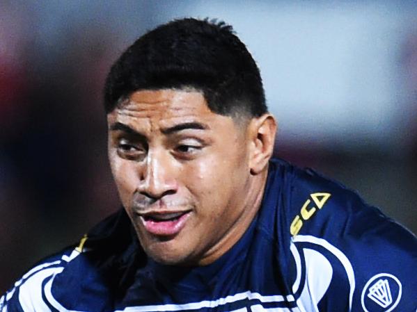 North Queensland Cowboys v Gold Coast Titans from 1300 Smiles Stadium, Townsville.  Cowboys Jason Taumalolo makes a break to score a try.  Picture: Zak Simmonds