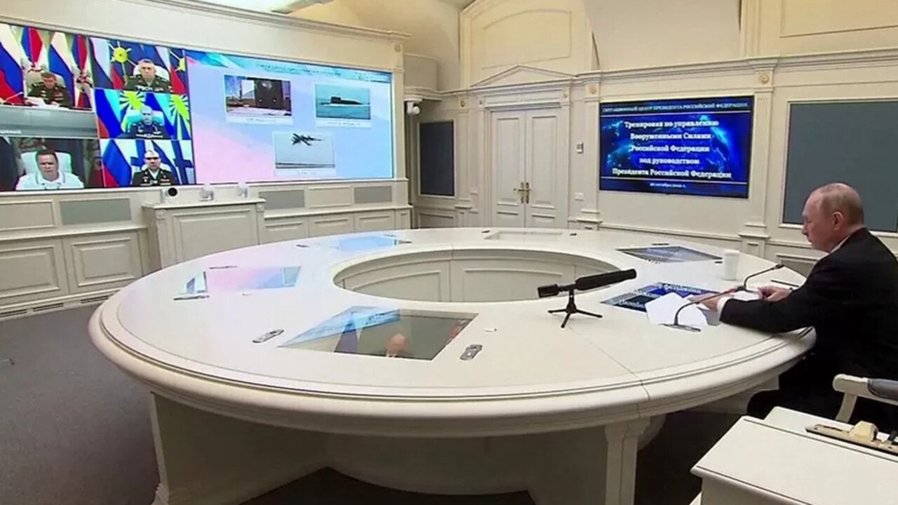 Putin watched the nuclear drills via video link. Picture: Kremlin