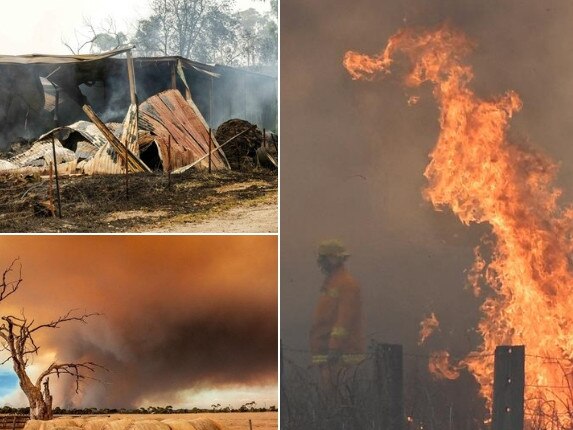 Nine properties have been razed in the bushfires in Victoria's east.