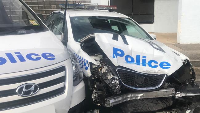 A man was charged after more than 270kg of methylamphetamine was located in a van after it crashed into a parked police vehicle in Sydney. Picture: NSW Police Media