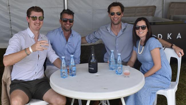 Deane Smith, Brett Ashley, Will Kemp and Attie O’Rourke enjoy their day at the Polo By the Sea event in Maroochydore. Picture: Eddie Franklin