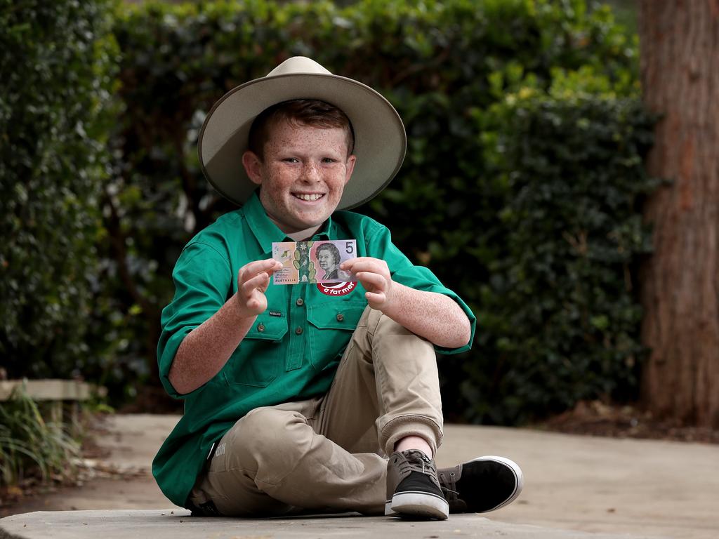 Jack Berne 11 is a year 5 student at St Augustine's College in Brookvale and initiated the Fiver for a Farmer campaign a year ago and has now raised over $1.5M for farmers struggling financially due to severe drought conditions. Picture: Toby Zerna
