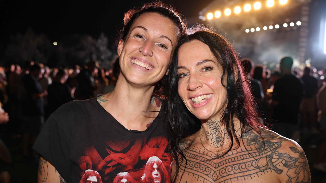 Kelly Bolton and Merry Wilson at the Lookout Festival 2024 at Broadwater Parklands for Gold Coast at Large. Picture: Portia Large