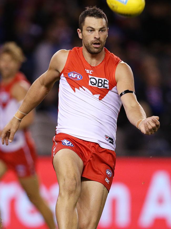 Grundy in action against the Western Bulldogs. Pic: Michael Klein