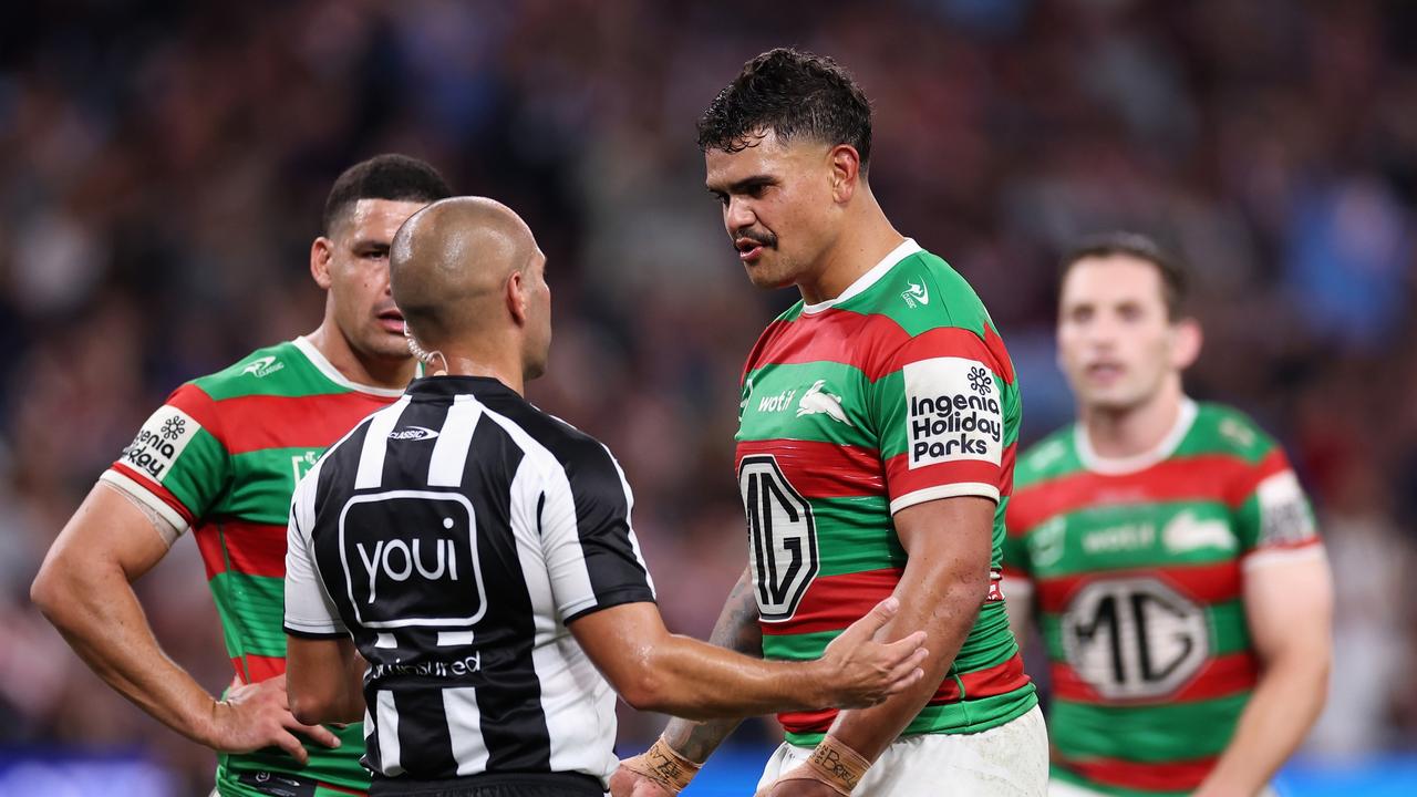 Things went from bad to worse for Souths after Latrell Mitchell was sin-binned. Picture: Getty Images