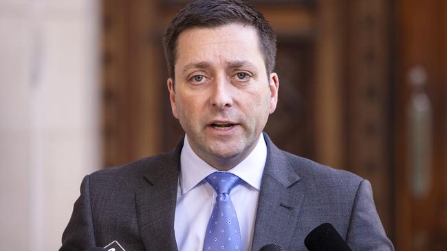 Victorian opposition leader Matthew Guy in Melbourne yesterday. Picture: AAP