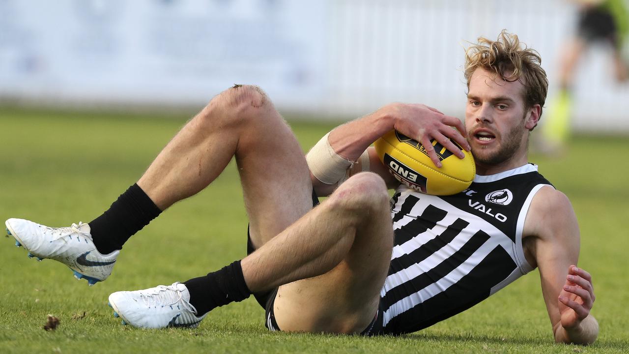 Jack Watts takes a grab for Port Adelaide Magpies last weekend.
