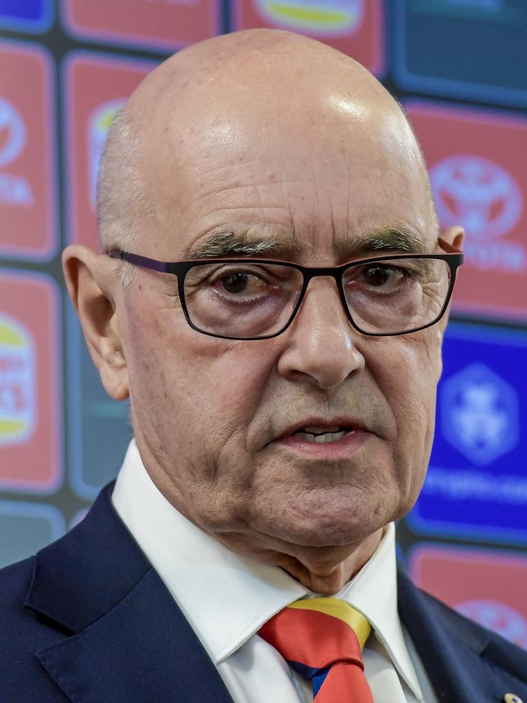 Adelaide Football Club chairman John Olsen making an announcement at Crows headquarters West Lakes Picture: Roy VanDerVegt