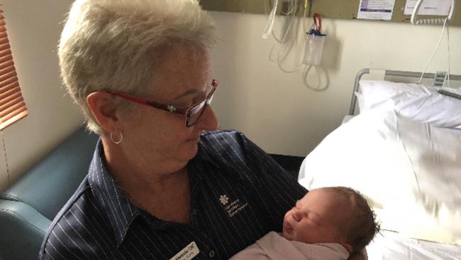 Linda Alexander and her newborn grandchild. Picture: Supplied