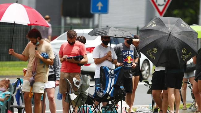 Queenslanders waiting in line for a PCR test during the early days of the pandemic. Picture: Getty Images