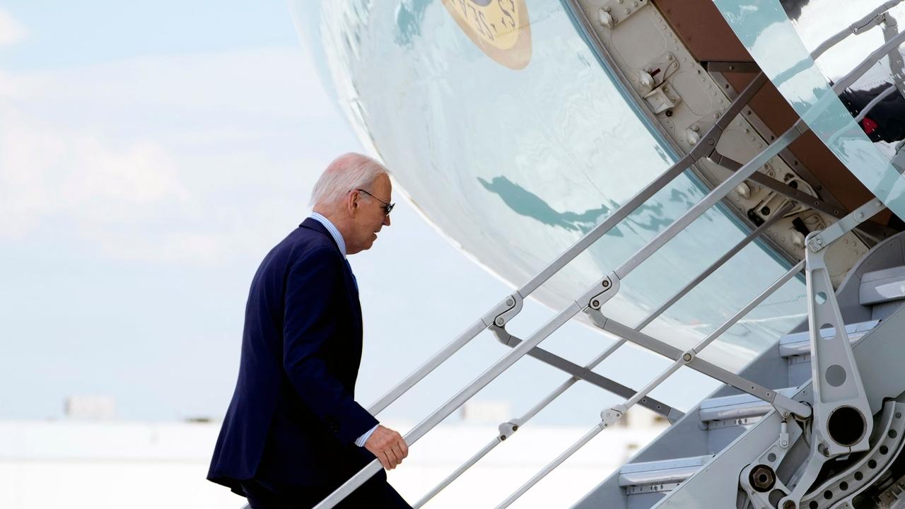 US President Joe Biden boards Air Force One as he departs Harry Reid International Airport in Las Vegas, Nevada. Picture: Kent Nishimura / AFP