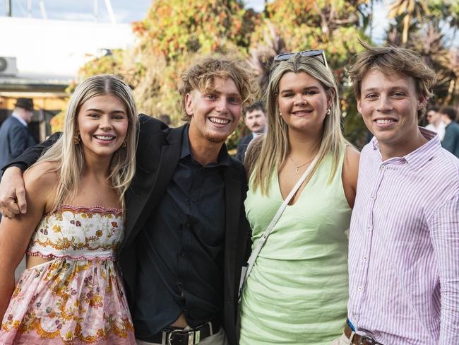 At Weetwood raceday are (from left) Emma Fels, Caleb Bradley, Lainey Young and Lachlan Young at Clifford Park, Saturday, September 28, 2024. Picture: Kevin Farmer