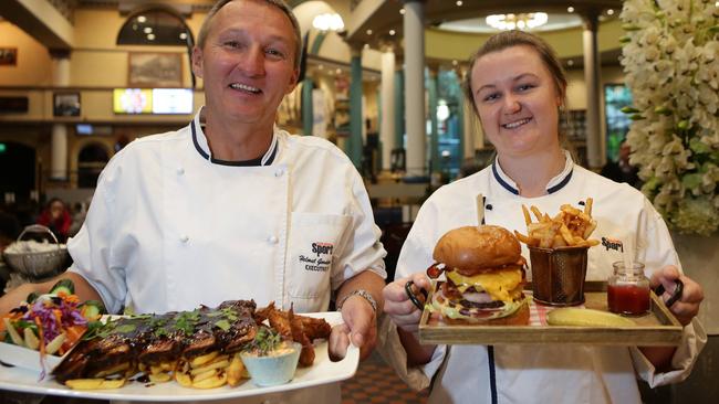 Helmut Gundendorfer and Sarah Hanslow serve up at the Greenfield Station Bistro, Bankstown Sports.