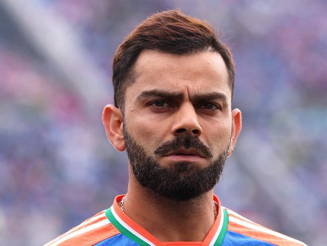 NEW YORK, NEW YORK - JUNE 09: Virat Kohli of India looks on during the ICC Men's T20 Cricket World Cup West Indies & USA 2024 match between India and Pakistan at Nassau County International Cricket Stadium on June 09, 2024 in New York, New York.   Robert Cianflone/Getty Images/AFP (Photo by ROBERT CIANFLONE / GETTY IMAGES NORTH AMERICA / Getty Images via AFP)