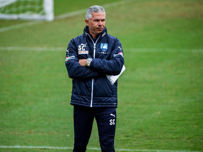 Sydney FC Head Coach Steve Corica is seen during a Sydney FC training session in Sydney, Thursday, October 4, 2018. (AAP Image/Brendan Esposito) NO ARCHIVING