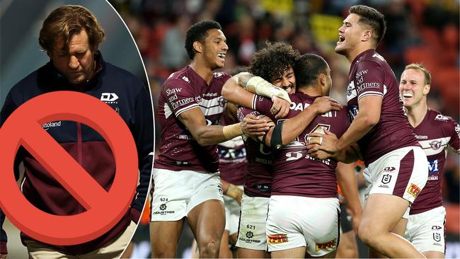 Manly players ban Des Hasler in strong hub play