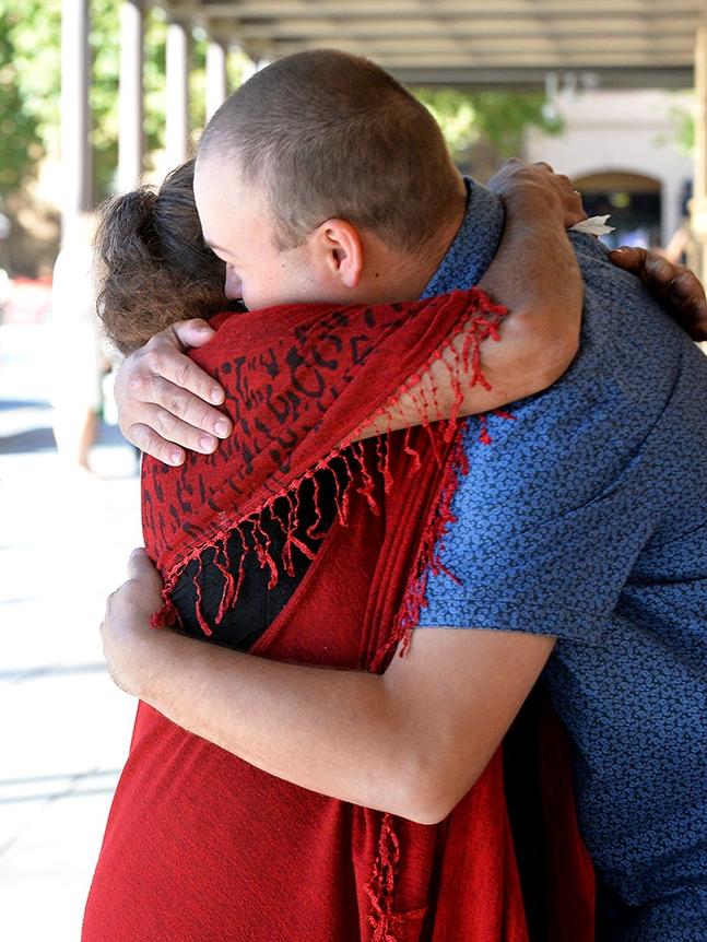 An emotional Donna Rigney, mother of victim Yvette Wilson-Rigney, outside court on Friday. Picture: Greg Higgs