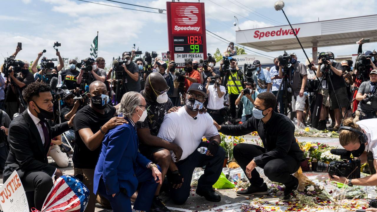 George Floyd’s brother, Terrence Floyd (centre), at a vigil in Minneapolis. Picture: Stephen Maturen/Getty Images/AFP