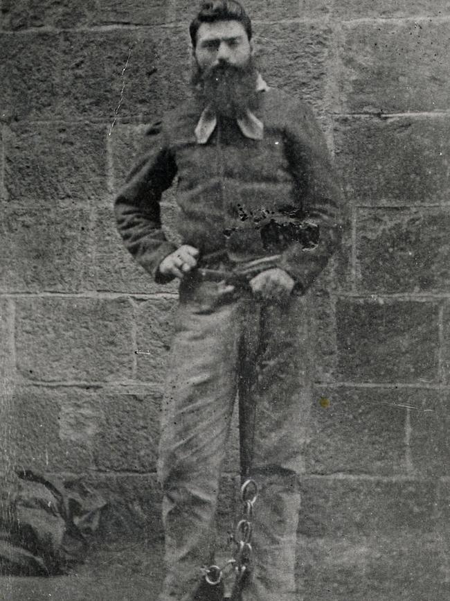 Ned Kelly in chains at the Old Melbourne Gaol shortly before he was hanged.