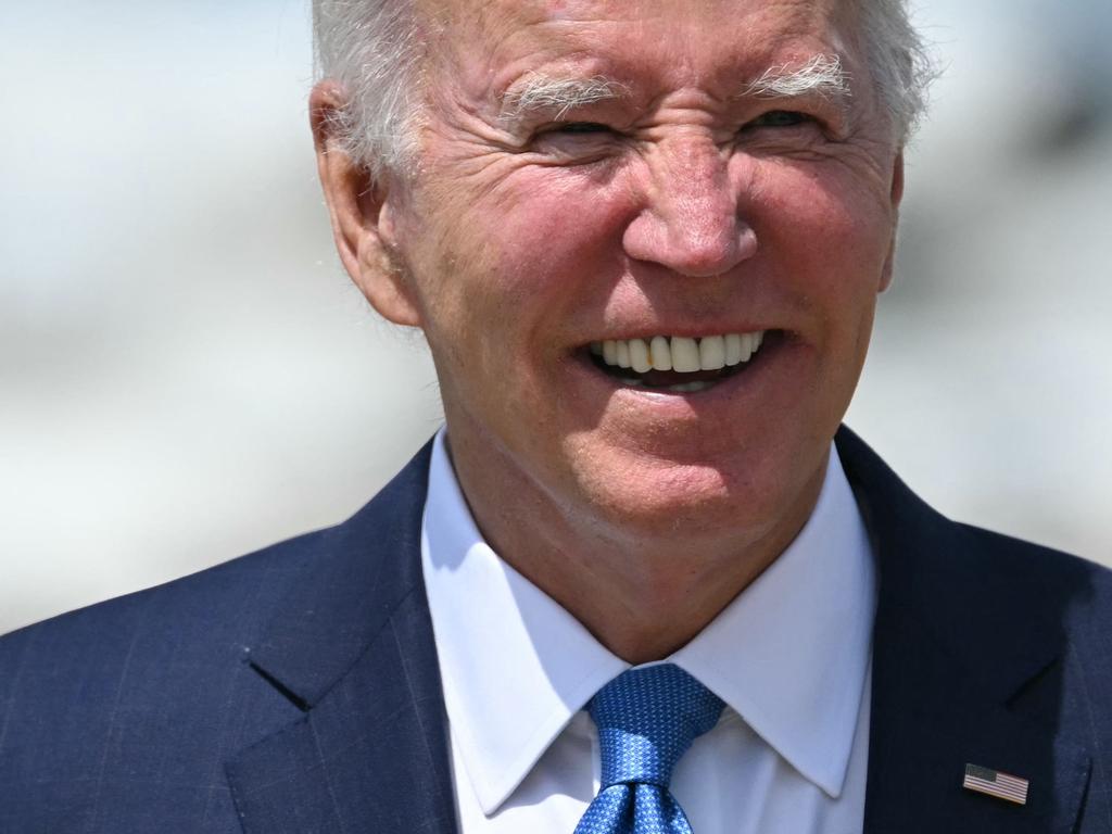 US President Joe Biden speaks to the press as he arrives at Joint Base Andrews in Maryland. Picture: AFP