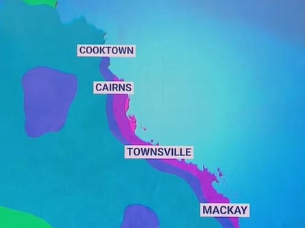 Up to 400mm of rain could fall over the coming week on a coastal stretch of Queensland. Picture: Sky News Weather